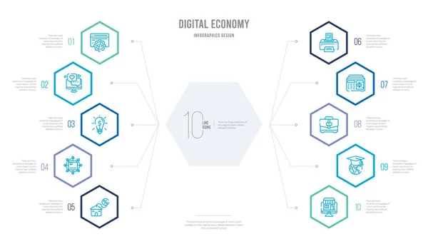 Concepto de economía digital diseño infográfico de negocios con 10 hexa — Vector de stock