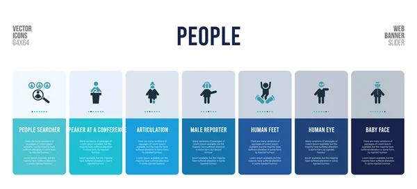 Diseño de banner web con elementos conceptuales de personas . — Archivo Imágenes Vectoriales