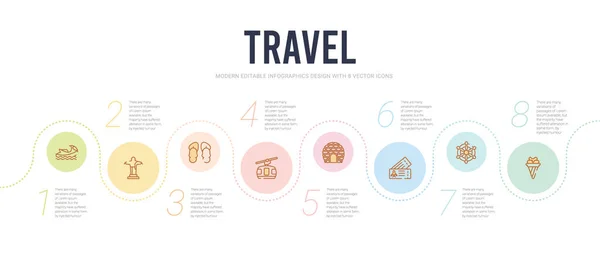 Plantilla de diseño infográfico concepto de viaje. incluido el helado, r — Vector de stock