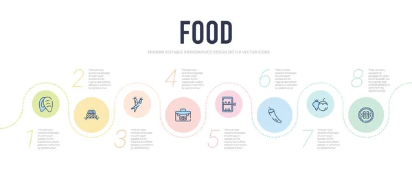 Шаблон инфографического дизайна пищевой концепции. включая сосиски, овощи — стоковый вектор