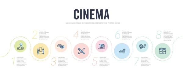 Concepto de cine plantilla de diseño infográfico. incluido película playe — Vector de stock