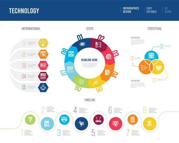 Infographic design από την έννοια της τεχνολογίας. πληροφοριακό, timel — Διανυσματικό Αρχείο