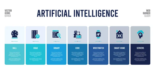 Webbanner-Design mit Konzeptelementen für künstliche Intelligenz. — Stockvektor