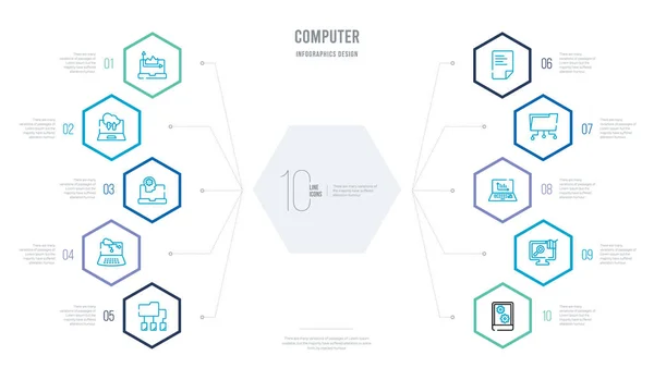 Компьютерная концепция бизнес-инфографический дизайн с 10 шестиугольник выбрать — стоковый вектор