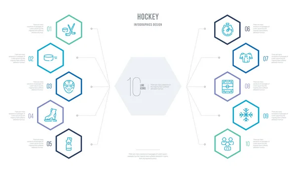 Концепция хоккея бизнес-инфографический дизайн с 10 шестиугольник оптический — стоковый вектор