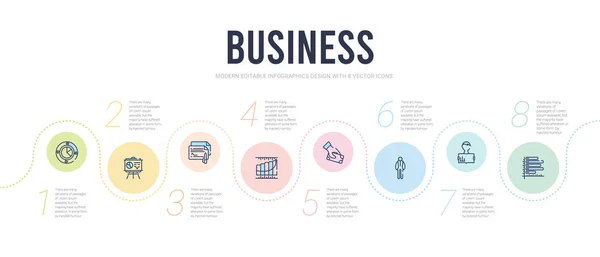 Modello di progettazione infografica concetto di business. linee incluse, re — Vettoriale Stock