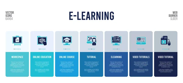 Diseño de banner web con elementos conceptuales de e-learning . — Archivo Imágenes Vectoriales