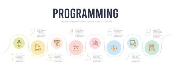 Programming concept infographic design template. included binary — Stock Vector