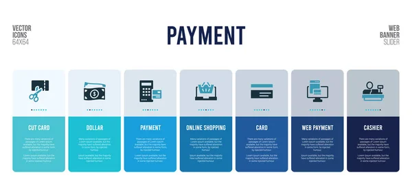 Design de banner web com elementos de conceito de pagamento . — Vetor de Stock