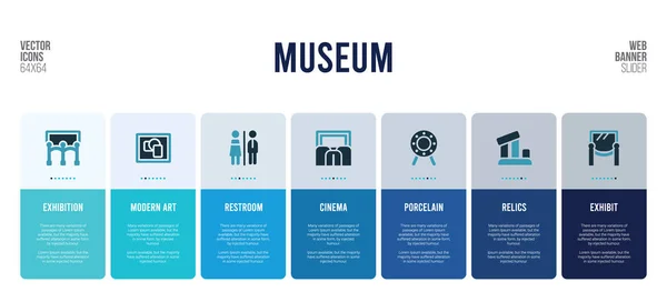 Diseño de banner web con elementos de concepto de museo . — Vector de stock