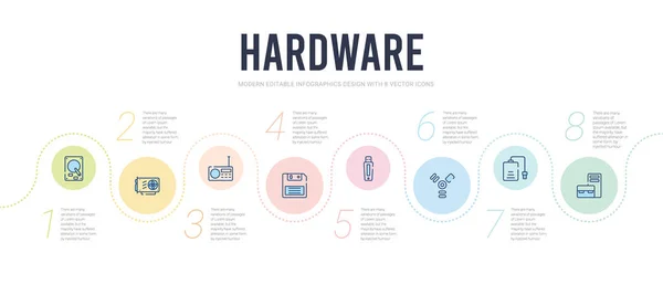 Modelo de design infográfico conceito de hardware. dispositivo incluído ma —  Vetores de Stock