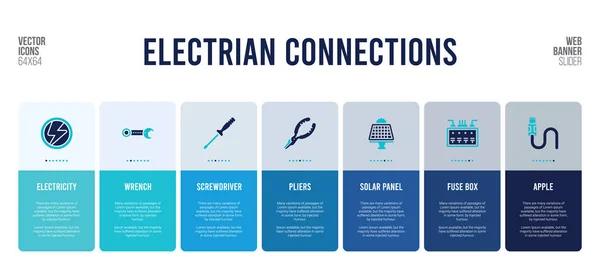 Diseño de banner web con elementos conceptuales de conexiones electrianas . — Archivo Imágenes Vectoriales