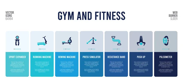 Web banner design with gym and fitness concept elements. — 스톡 벡터