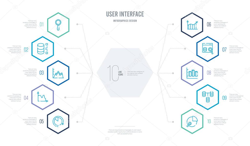 user interface concept business infographic design with 10 hexag