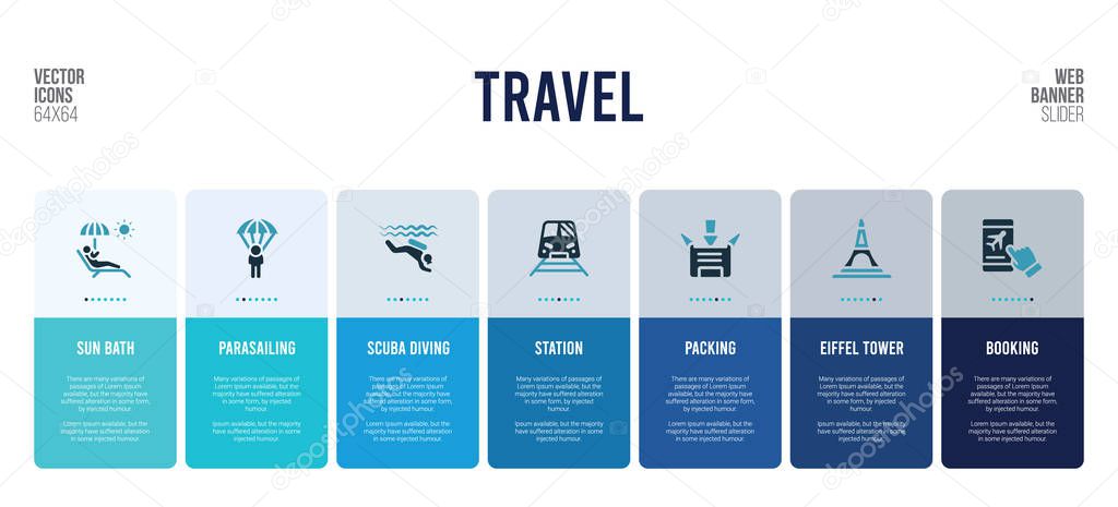 web banner design with travel concept elements.