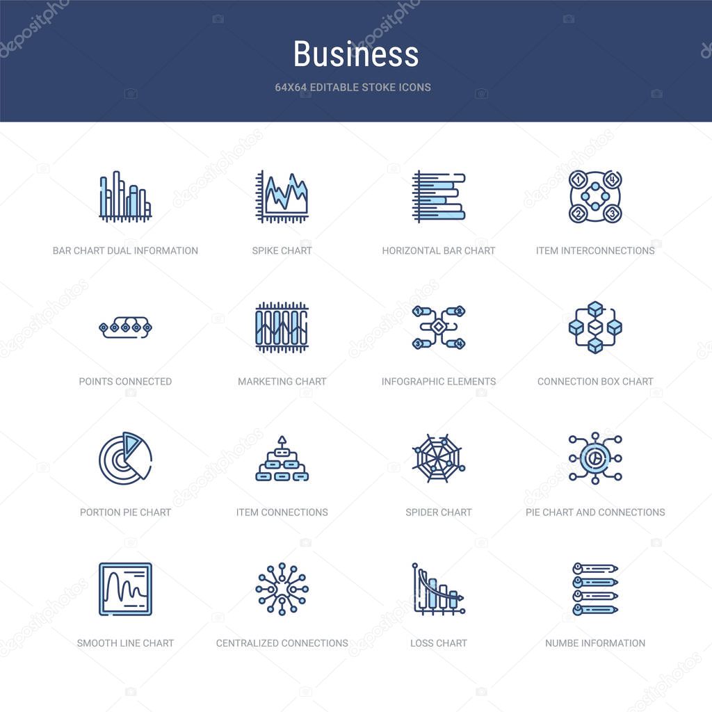 set of 16 vector stroke icons such as numbe information, loss ch