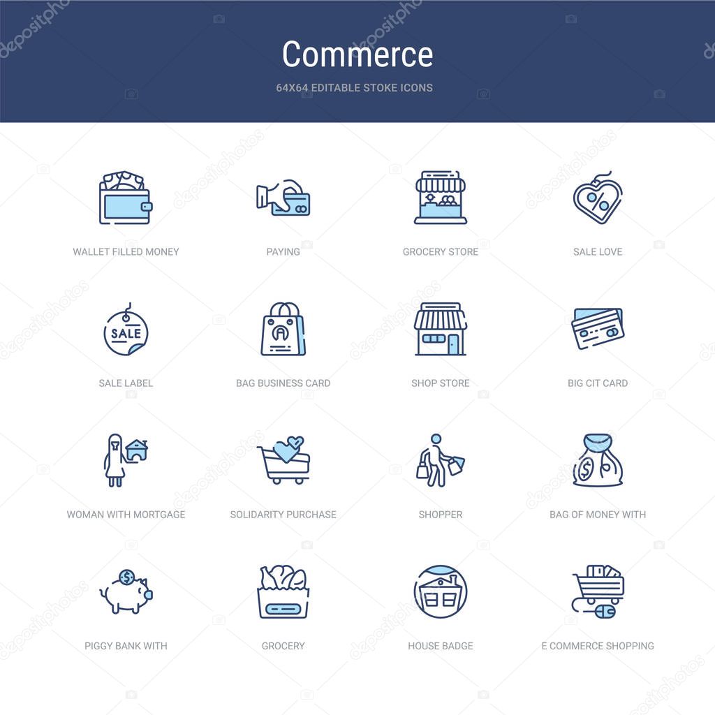 set of 16 vector stroke icons such as e commerce shopping cart t