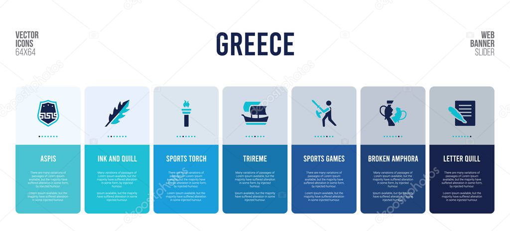 web banner design with greece concept elements.