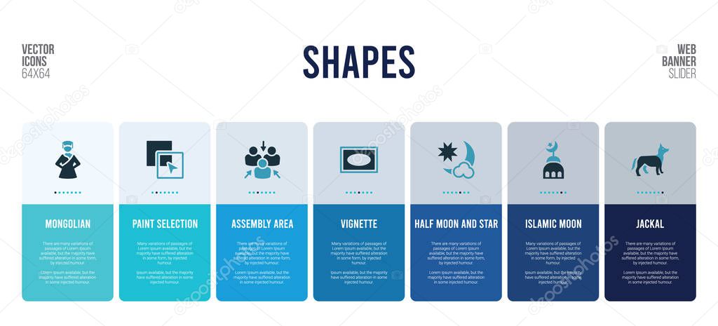 web banner design with shapes concept elements.