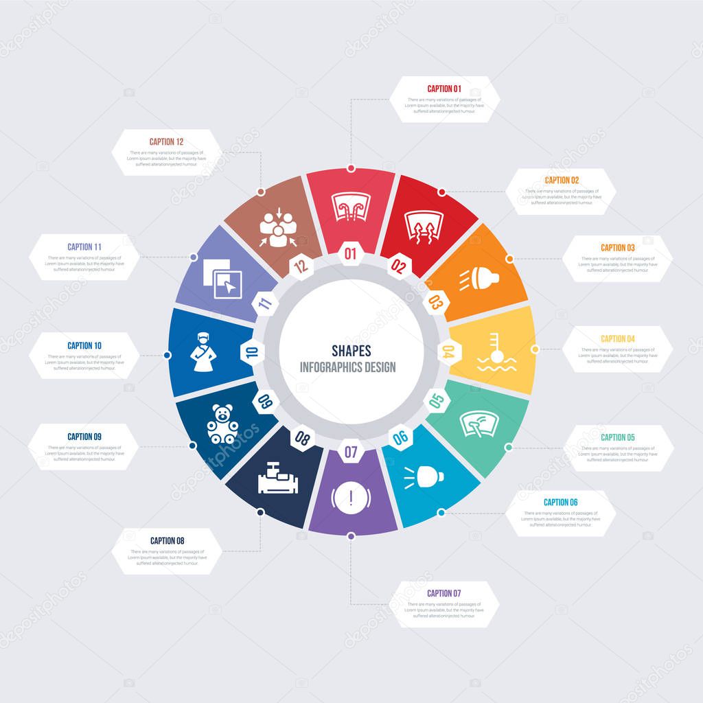 round 12 options shapes infographic template design. assembly ar