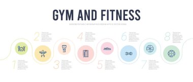 Spor salonu ve spor salonu konsepti bilgi tasarım şablonu. İçerir ir