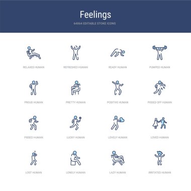 Sinirli insan, tembel huma gibi 16 vektör vuruşu simgesi