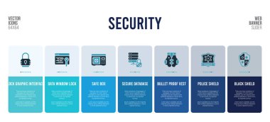 Güvenlik kavramı öğeleri içeren web pankartı tasarımı.