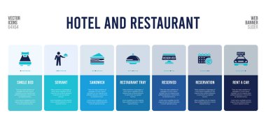 Otel ve restoran konsepti öğeleriyle web pankartı tasarımı.