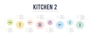 Mutfak 2 konsept bilgi tasarım şablonu. Önlük dahil, p