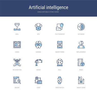 16 vektör vuruşu simgesi seti: Akıllı ev, kol saati, co