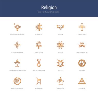 Kaodaizm, faravahar, insan gibi 16 vektör vuruşu simgesi