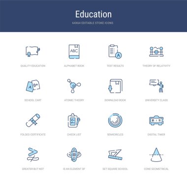 Koni geometrisi gibi 16 vektör vuruşu simgesi kümesi, squa