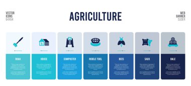 Tarım kavramı elementleriyle web pankartı tasarımı.