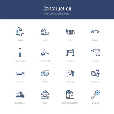 Anahtar, inşaat planı gibi 16 vektör vuruşu simgesi