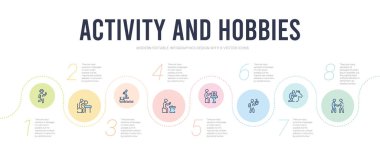 aktivite ve hobiler konsept bilgi tasarım şablonu. Çeviri:
