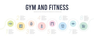 Spor salonu ve spor salonu konsepti bilgi tasarım şablonu. gy dahil
