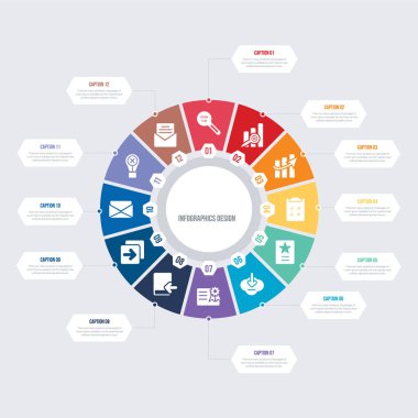 yuvarlak 12 seçenekler ui bilgi şablonu tasarımı. açık posta, kötü 