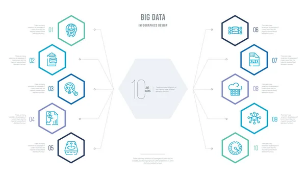 Big data koncepció üzleti infografika design 10 hatszög opt — Stock Vector