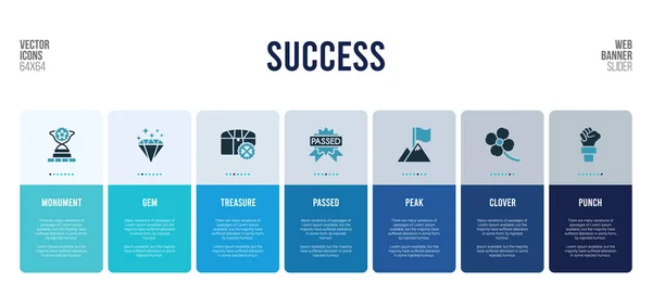 Design de banner web com elementos de conceito de sucesso . — Vetor de Stock