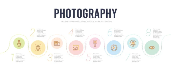 Concetto di fotografia modello di progettazione infografica. incluso occhio, e — Vettoriale Stock