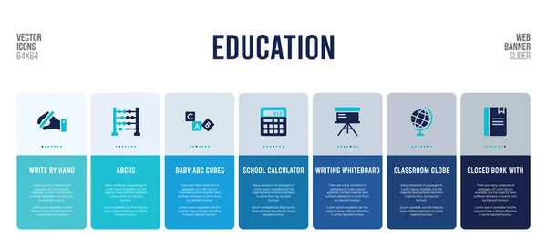 Eğitim kavramı öğeleriyle web pankartı tasarımı. — Stok Vektör