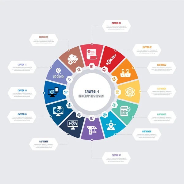 Ronda 12 opciones general-1 diseño de plantilla de infografía. nube se — Archivo Imágenes Vectoriales