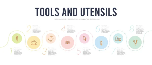 Tools and utensils concept infographic design template. included — Stock Vector