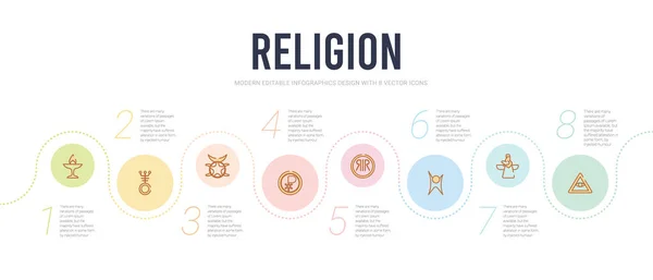 Religion concept infographic design template. included caodaism, — 스톡 벡터