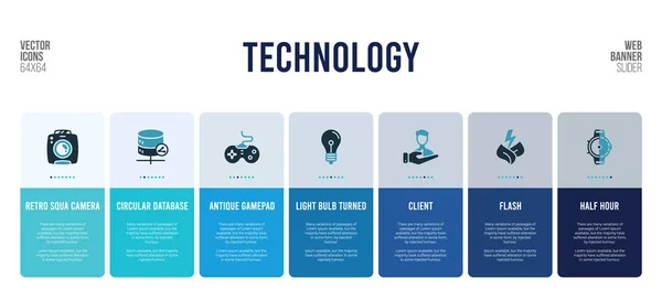 Diseño de banner web con elementos de concepto de tecnología . — Vector de stock