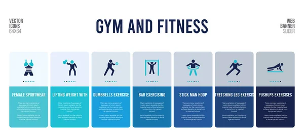 Web banner design tornaterem és fitness koncepció elemek. — Stock Vector