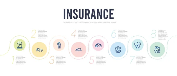 保险概念信息图形设计模板。 包括熟悉的 — 图库矢量图片