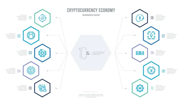 Concepto de economía criptomoneda diseño infográfico de negocios con — Vector de stock