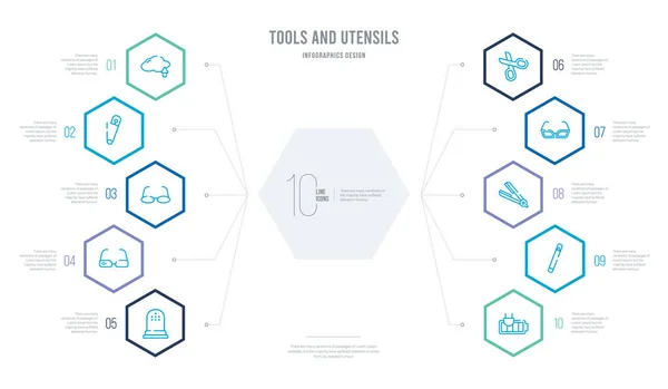 Инструменты и посуда концепция бизнес-инфографический дизайн с 10 ч — стоковый вектор