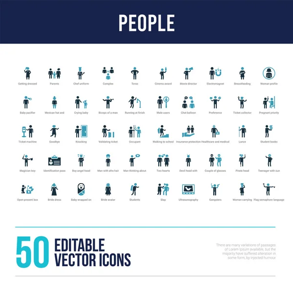 50 osób koncepcja wypełnione ikony — Wektor stockowy